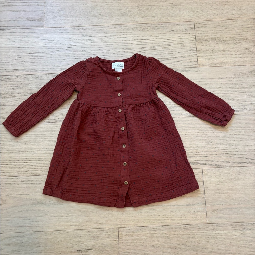 Little planet by Carter’s maroon polka dot dress, size 24 months - Picture 3 of 6